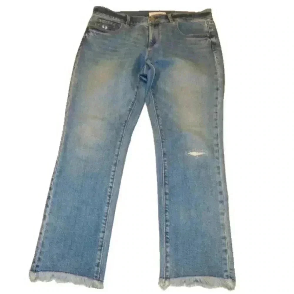 Loft Modern Straight Denim Jeans Raw Hemmed Size 6